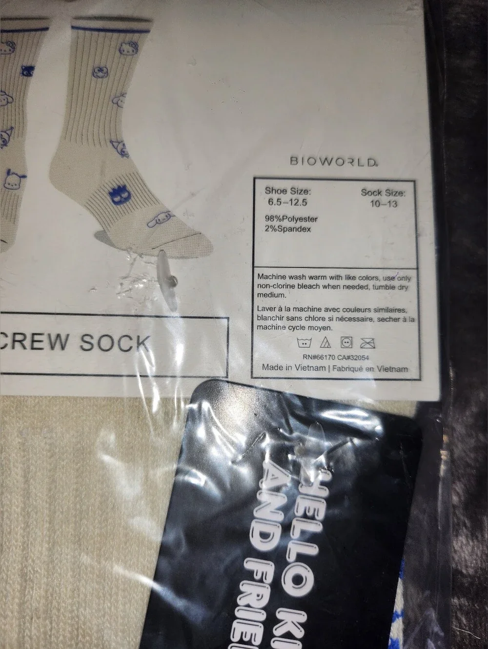 Hello Kitty and Friends crew socks Size: 10-13